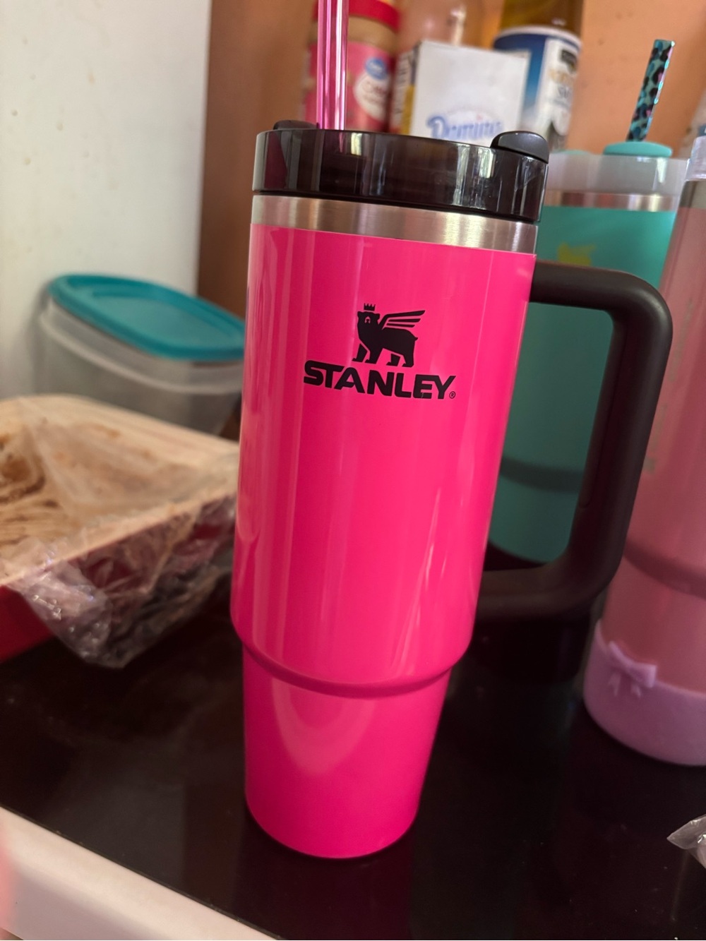 Stanley Pink Travel Mug with Black Handle
